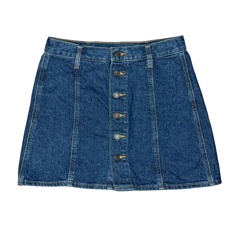 Levi's Denim Button Front Mini Skirt A-Line Women 28